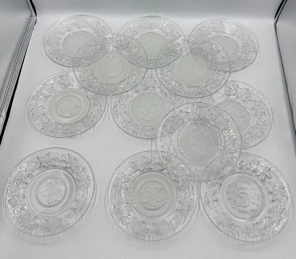 Fantasia Princess House 12pc Clear & Frosted Glass Dessert Bread Side Plates